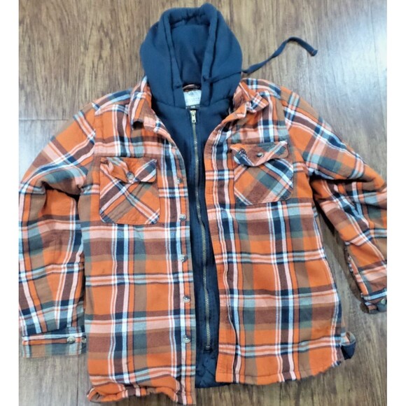 Legendary Whitetails Hooded Flannel Shirt Jacket Mens Medium Plaid Quilted - Picture 1 of 14